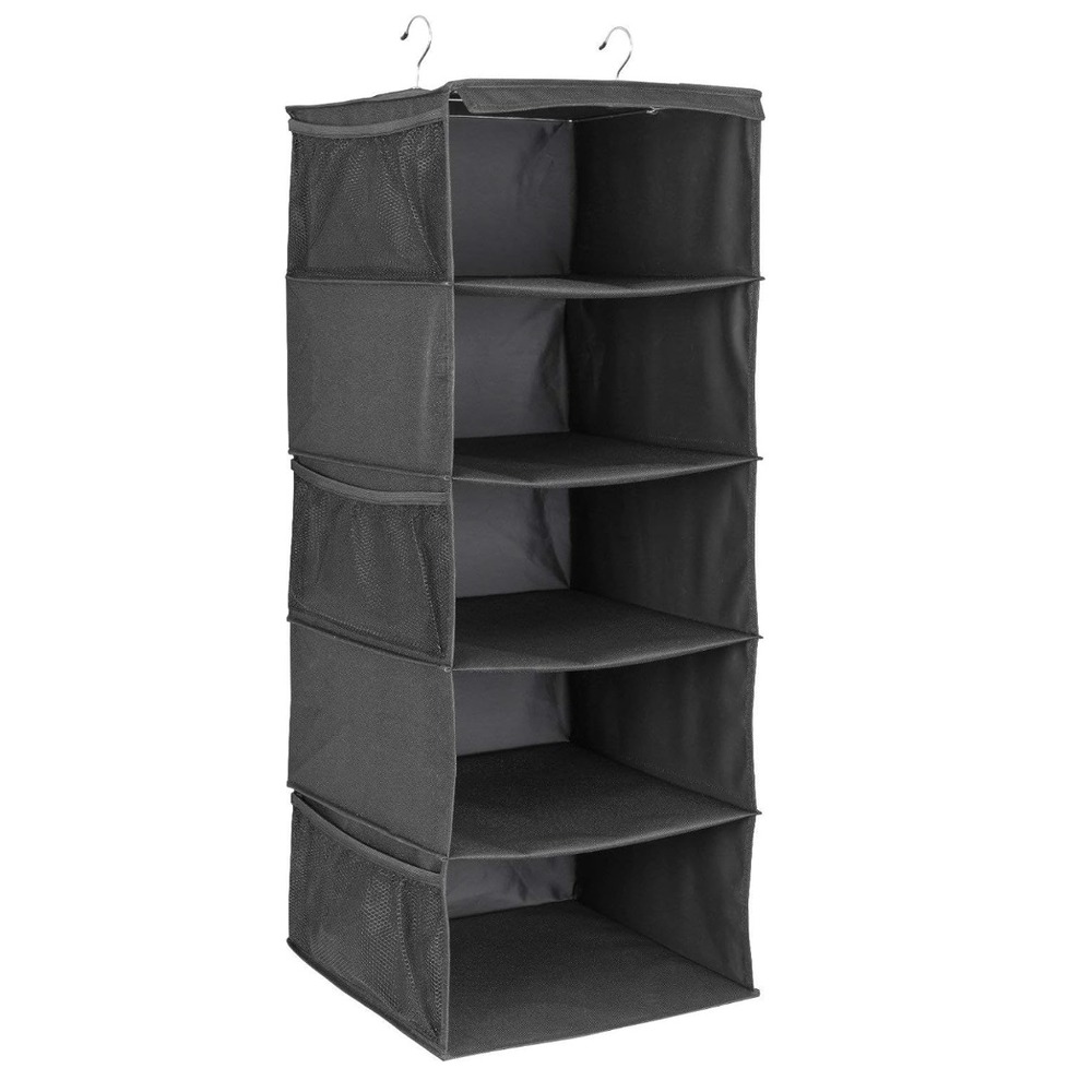 5 Shelf Closet Organizer - Black/Hanging Shelves